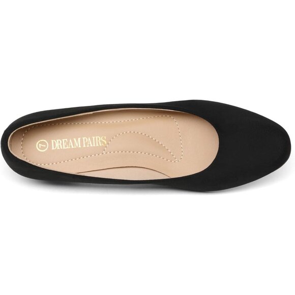 Dream Pairs Women's Black Suede Closed Pointed Toe Low Chunky Heel Pump Shoes - Picture 4 of 7